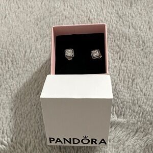 Pandora Square Sparkle Halo Stud Earrings - BRAND NEW